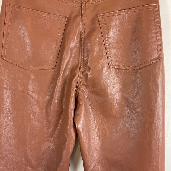 Wilfred Vegan Leather Pants 8 Brown Straight Leg Pockets - Picture 8 of 12
